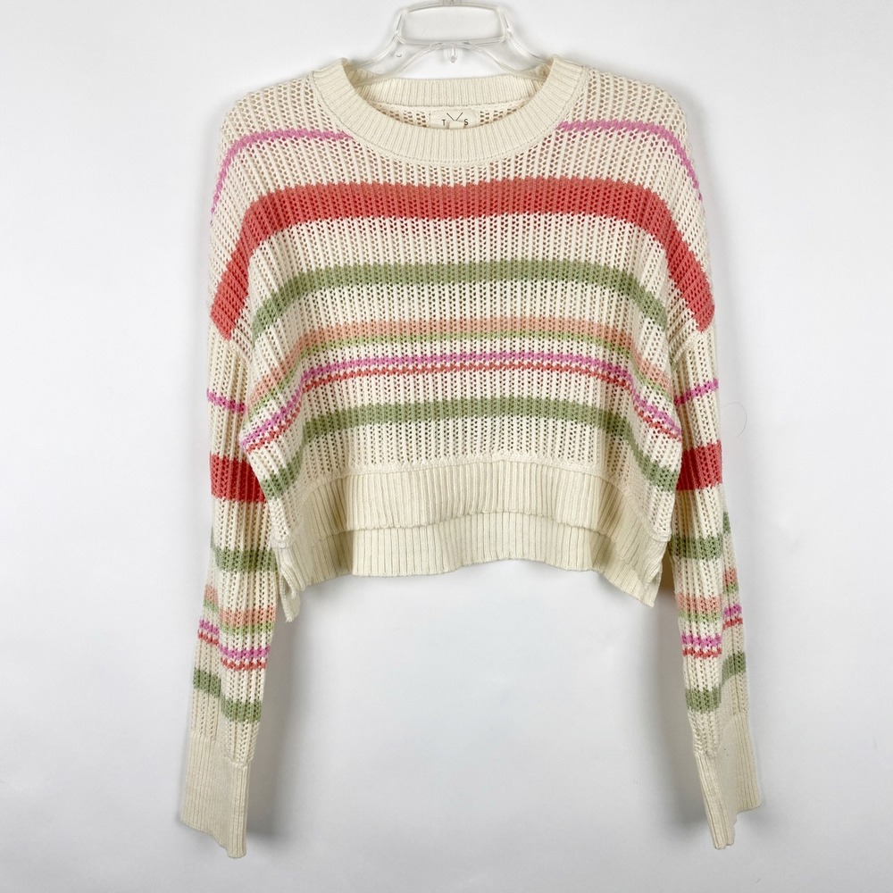 Thread‎ & Supply Canyon Sunset Striped Open Knit Cropped Sweater Womens Small